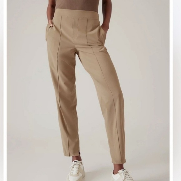 Athleta brooklyn heights high rise pant pull on athleisure tan size 2P - Picture 1 of 8
